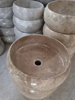 کاسه روشویی سنگ مرمریت کرم طرح تیوپی