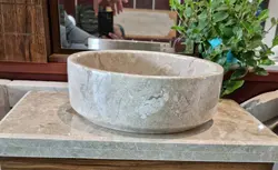 کاسه روشویی سنگ مرمریت کرم طرح سطلی