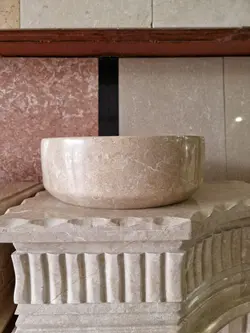 کاسه روشویی سنگ مرمریت کرم طرح سطلی