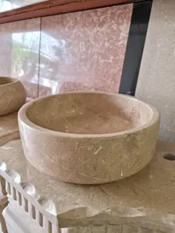 کاسه روشویی سنگ مرمریت کرم طرح سطلی