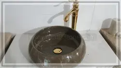 کاسه روشویی سنگ مرمریت مشکی دهبید. طرح تیوپی