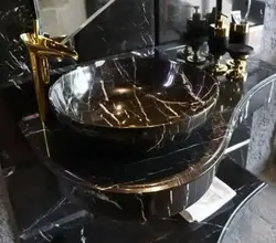 کاسه روشویی سنگ مرمریت مشکی نجف آباد . طرح جامی