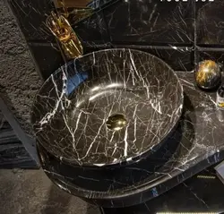 کاسه روشویی سنگ مرمریت مشکی نجف آباد . طرح جامی