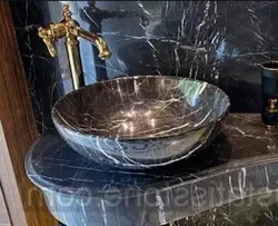 کاسه روشویی سنگ مرمریت مشکی نجف آباد . طرح جامی