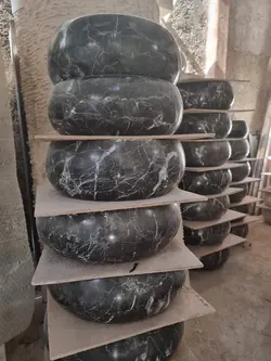 کاسه روشویی سنگ مرمریت مشکی نجف آباد طرح تیوپی