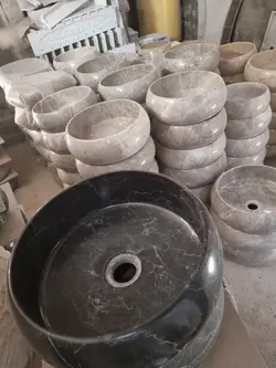 کاسه روشویی سنگ مرمریت مشکی نجف آباد طرح تیوپی