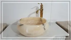 کاسه روشویی مرمر کرم نباتی. طرح تیوپی