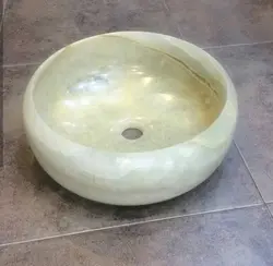 کاسه روشویی مرمر کرم نباتی. طرح تیوپی