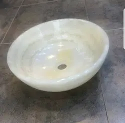 کاسه روشویی مرمر کرم نباتی. طرح جامی