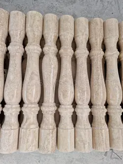 نرده صراحی سنگی تراش گرد کرم عسلی 80 سانتی