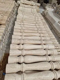 نرده صراحی سنگی تراش گرد کرم عسلی 80 سانتی