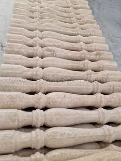 نرده صراحی سنگی تراش گرد کرم عسلی 80 سانتی