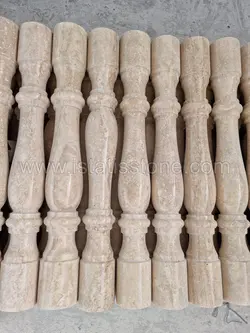 نرده صراحی سنگی تراش گرد کرم عسلی 80 سانتی