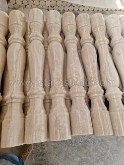 نرده صراحی سنگی تراش گرد کرم عسلی 80 سانتی