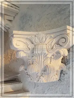 سر ستون گل و برگ قطر 60 سنگ کرم روشن