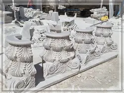 سر ستون گل و برگ قطر 50 سنگ کرم روشن