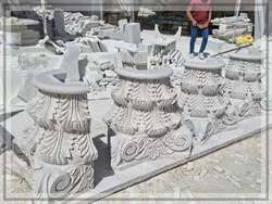 سر ستون گل و برگ قطر 50 سنگ کرم روشن