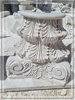 سر ستون گل و برگ قطر 50 سنگ کرم روشن