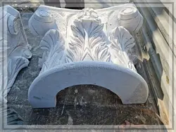 سر ستون گل و برگ قطر 80 سنگ کرم روشن