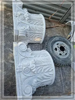 سر ستون گل و برگ قطر 80 سنگ کرم روشن