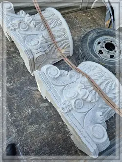 سر ستون گل و برگ قطر 80 سنگ کرم روشن