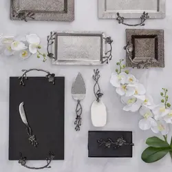 تخته پنیر مایکل آرام به همراه کارد - لارج | Black Orchid Cheese Board w/ Knife - LG