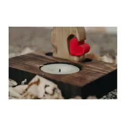 مجسمه و جاشمعی چوبی خرگوش طرح قلب