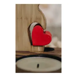 مجسمه و جاشمعی چوبی خرگوش طرح قلب