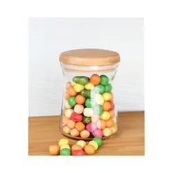 جا حبوبات شیشه ای درب چوبی 600cc مدل B 600W - ام جی اس