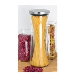 جا حبوبات شیشه ای درب استیل 1800cc مدل B1800S - ام جی اس