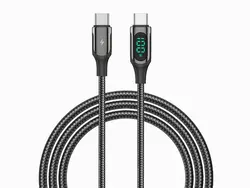 کابل دوسر تایپ سی شارژ و دیتا 100 واتی فست‌شارژ رسی Recci RTC-P10CC Ghost Series LED Fast Charging Data Cable