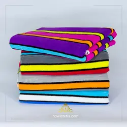 حوله نيم حمام نخ رنگی راه راه | مدل 1124نخ خالصSemi-bath towel colored striped yarn