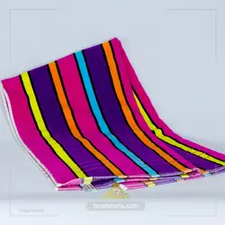 حوله نيم حمام نخ رنگی راه راه | مدل 1124نخ خالصSemi-bath towel colored striped yarn