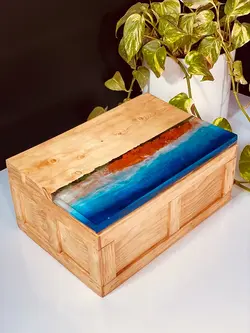 جعبه جواهرات چوب و رزین طرح جزیره کد EJ01