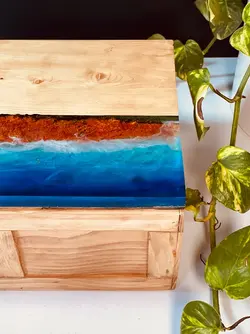 جعبه جواهرات چوب و رزین طرح جزیره کد EJ01