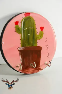 جاکلیدی دیواری رزینی طرح کاکتوس کدAJk03 | فروشگاه صنایع دستی دستهای جادویی