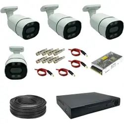 خرید پک دوربین مداربسته 4 کانال 5 مگاپیکسل AHD دید در شب رنگی کد 1419 ا CCTV AHD Package 4ch 5mp WarmLight 1419 | بهترین قیمت بازار