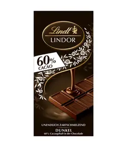 شکلات تخته ای شکلات تلخ 60% لیندور - آقای شکلات ایران