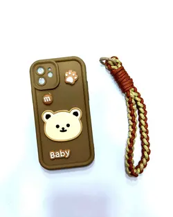 قاب فانتزی خرسی مدل Baby Bear ایفون 12 با بند طنابی - فروشگاه اینترنتی کیس آپ|قاب گوشی|لوازم جانبی موبایل |گلس
