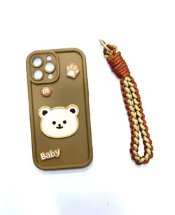 قاب فانتزی خرسی مدل Baby Bear ایفون 12promax با بند طنابی - فروشگاه اینترنتی کیس آپ|قاب گوشی|لوازم جانبی موبایل |گلس