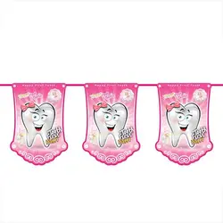 ریسه پرچم تم جشن دندونی دخترانه