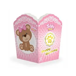 ظرف پاپ کرن  تم تولد تدی دخترانه