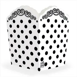 ظرف پاپ کرن  تم تولد سفید خال مشکی