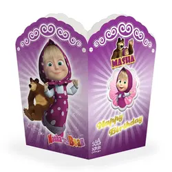 ظرف پاپ کرن  تم تولد ماشا و میشا