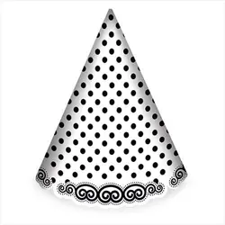 کلاه ساده اکلیلی تم سفید خال مشکی