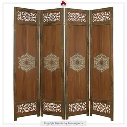 پارتیشن متحرک | طرح اسلیمی |مدل چهار پل | یکرو | رنگ گردویی