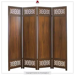 پارتیشن متحرک | طرح اسلیمی |مدل چهار پل | یکرو | رنگ گردویی