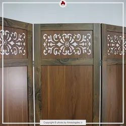 پارتیشن متحرک | طرح اسلیمی |مدل چهار پل | یکرو | رنگ گردویی