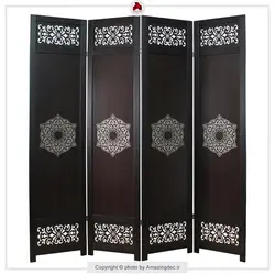 پارتیشن متحرک | طرح اسلیمی |مدل چهار پل | یکرو | رنگ قهوه ای تیره
