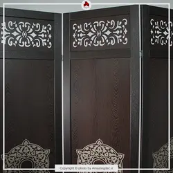 پارتیشن متحرک | طرح اسلیمی |مدل چهار پل | یکرو | رنگ قهوه ای تیره